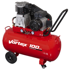 Sealey SAC1103B 100L Belt Drive Air Compressor with Cast Cylinders & Wheels 3.5hp