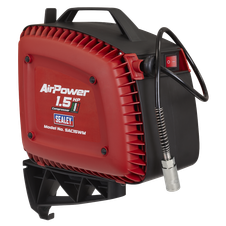 Sealey SAC15WM Wall Mounting Oil Free Air Compressor 1.5hp with 7m Retractable Hose Reel