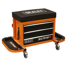 Sealey SCR18O Mechanic's Utility Seat & Toolbox - Orange