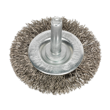 Sealey SFBS50 50mm Crimped Flat Wire Brush with 6mm Shaft