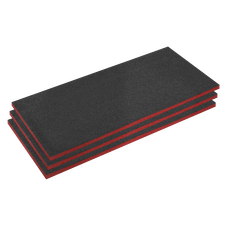 Sealey SFPK30R Easy Peel Shadow Foam® 1200 x 550 x 30mm, Red/Black - Pack of 3