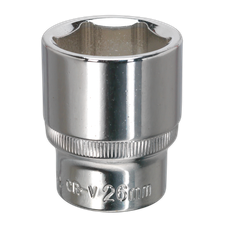 Sealey SP1226 Premier Fully Polished Socket 1/2"Sq Drive 26mm
