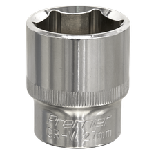 Sealey SP1227 Premier Fully Polished Socket 1/2"Sq Drive 27mm