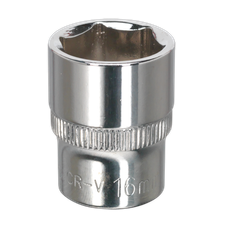 Sealey SP3816 Premier Fully Polished Socket 3/8"Sq Drive 16mm