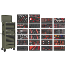 Sealey SPTCOMBO3K Superline Pro Tool Chest Combination 14 Drawer with 447pc Tool Kit - Khaki