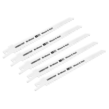 Sealey SRBR611DF Reciprocating Saw Blade for Wood & Nail 150mm 6tpi - Pack of 5