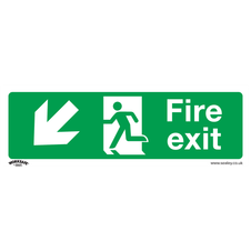 Sealey SS34P1 Worksafe Fire Exit (Down Left) Safety Sign - Rigid Plastic