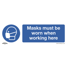 Sealey SS57V10 Worksafe Masks Must Be Worn Safety Sign, Self-Adhesive Vinyl - Pack of 10