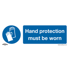 Sealey SS6P10 Worksafe Hand Protection Must Be Worn Safety Sign, Rigid Plastic - Pack of 10