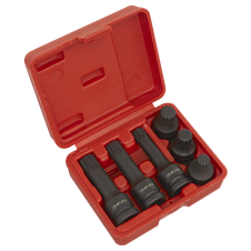 Sealey SX052 Impact Spline Socket Bit Set 1/2"Sq Drive 6pc