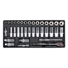 Sealey TBT20 Premier Socket Set with Tool Tray 3/8"Sq Drive 35pc