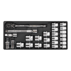 Sealey TBT21 Premier Socket Set with Tool Tray 1/2"Sq Drive 26pc