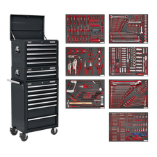 Superline Pro TBTPCOMBO2 Tool Chest Combination 14 Drawer with 446pc Tool Kit - Black
