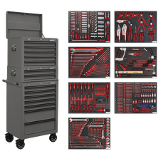 Superline Pro TBTPCOMBO6 Tool Chest Combination 14 Drawer with 446pc Tool Kit - Grey