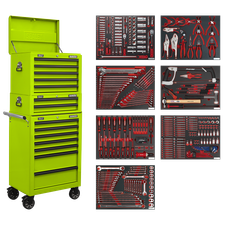 Superline Pro TBTPCOMBO7 Tool Chest Combination 14 Drawer with 446pc Tool Kit - Green