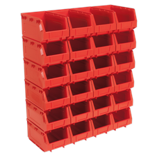 Sealey TPS324R Plastic Storage Bin 150 x 240 x 130mm, Red - Pack of 24