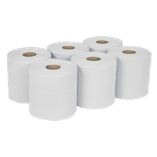Sealey WHT150 2-Ply Embossed White Paper Roll 150m - Pack of 6