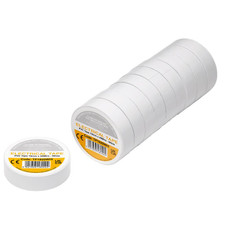 Draper 29532 White PVC Electrical Insulation Tape, 19mm x 20m (Pack of 10)