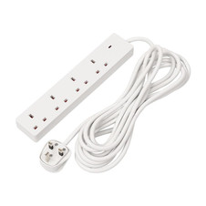 Draper 30899 4 Way White Extension Lead, 5m