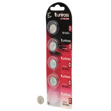 Uniross U5CR1620 Lithium Coin Cell CR1620 Batteries (Pack of 5)