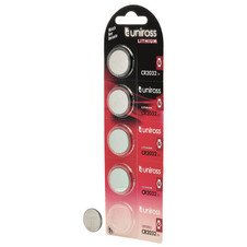 Uniross U5CR2032 Lithium Coin Cell CR2032 Batteries (Pack of 5)
