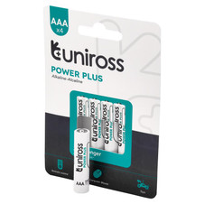 Uniross UPPAAAPK4 LR03 AAA Power Plus Alkaline Batteries (Pack of 4)
