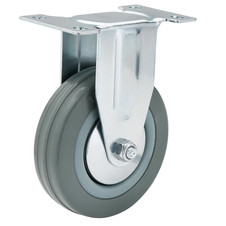 Draper 65482 Fixed Plate Fixing Rubber Castor, 100mm Diameter, S.W.L. 80kg