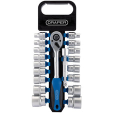 Draper 16375 Metric Socket and Ratchet Set, 1/2" Sq. Dr. (19 Piece)