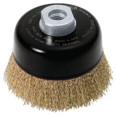 Draper Expert 52636 Brassed Steel Crimped Wire Cup Brush, 80mm, M14
