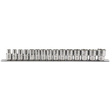 Draper Expert 16496 HI-TORQ Metric Socket Set on a Metal Rail, 1/2" Sq. Dr. (15 Piece)