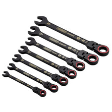 Draper Expert 03927 HI-TORQ Metric Flexible Head Ratchet Combination Spanner Set (7 Piece)