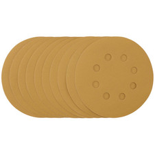 Draper 59856 Gold Sanding Discs with Hook & Loop, 125mm, 400 Grit, 8 Dust Extraction Holes (Pack of 10)