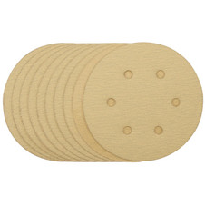 Draper 64025 Gold Sanding Discs with Hook & Loop, 150mm, 120 Grit, 6 Dust Extraction Holes (Pack of 10) (Pack of 10)