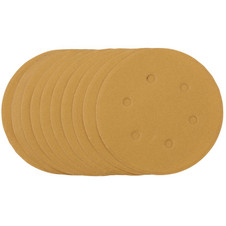 Draper 64257 Gold Sanding Discs with Hook & Loop, 150mm, 240 Grit, 6 Dust Extraction Holes (Pack of 10)