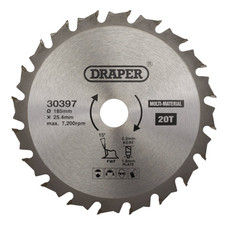 Draper 30397 TCT Multi-Purpose Circular Saw Blade, 185 x 25.4mm, 20T