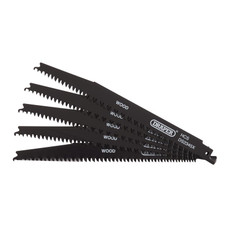 Draper 43063 Reciprocating Saw Blades for Wood and Plastic Cutting, 200mm, 6-10tpi (Pack of 5)