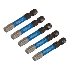 Draper Expert 05672 TX-STAR Impact Screwdriver Bits, T40 x 50mm, 1/4" Hex (Pack of 5)
