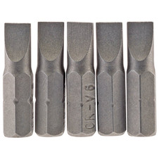 Draper 64011 Plain Slot Insert Bit, 6mm, 1/4" Hex, 25mm Long (Pack of 5)