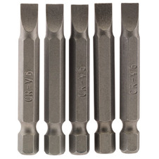 Draper 64273 Plain Slot Insert Bit, 6mm, 1/4" Hex, 50mm Long (Pack of 5)