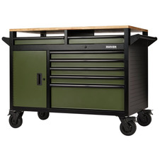 Draper 08269 BUNKER 14 Drawer Multi-Functional Workbench Roller Tool Cabinet, 48", Green