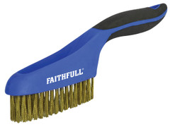 Faithfull FAISB164SB Scratch Brush Soft Grip 4 x 16 Row Brass - FAISB164SB - main image