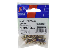 ForgeFix FPKMPS420Y Multi-Purpose Pozi Screw CSK ST ZYP 4.0 x 20mm ForgePack 30 - FORFPMS420Y - main image