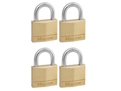 Master Lock 140EURQNOP Solid Brass 40mm Padlock 4-Pin - Keyed Alike x 4