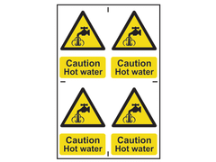 Scan 1309 Caution Hot Water - 4 PVC Signs 100 x 100mm