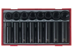 Teng TT9116 Regular/Deep Impact Socket Set, 16 Piece- 1/2in Drive