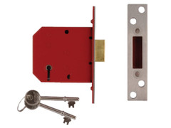 Union J2101-SC-2.50 2101 5 Lever Mortice Deadlock Satin Chrome Finish 65mm 2.5in Box