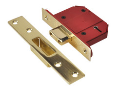 Union Y2100S-PL-2.5 StrongBOLT 2100S BS 5 Lever Mortice Deadlock 68mm 2.5in Satin Brass Visi