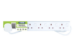 Status International® S6W2MINDSS12 Extension Socket Switched 6 Way 2m White S6W2MINDSS12
