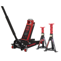 Sealey 3040ARCOMBO Premier Trolley Jack 3 Tonne & Axle Stands (Pair) 3 Tonne per Stand Combo