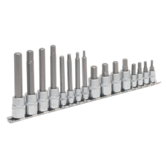 Sealey AK6219 Premier Hex Socket Bit Set 1/4" & 3/8"Sq Drive 16pc